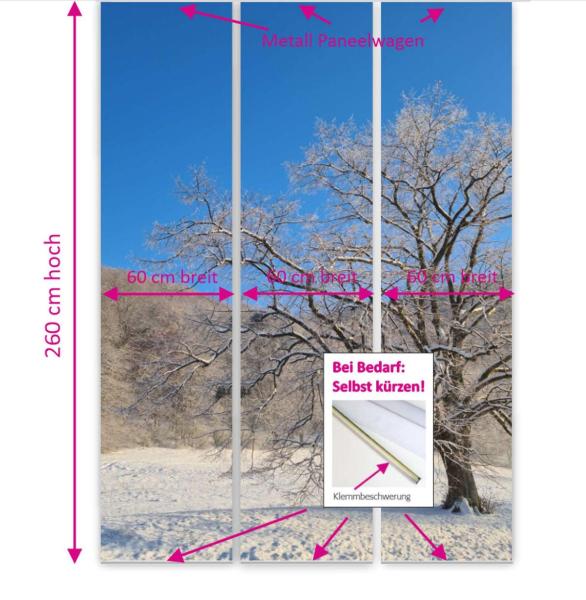 Flächenvorhang Winterpoesie  3er Set, Schiebegardine, Schiebegardinen, blickdicht, Flächenvorhang blickdicht, Schiebevorhang,